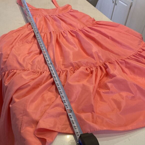 J. CREW Taffeta Tiered Salmon Pink maxi Dress Size 4 - Picture 6 of 10